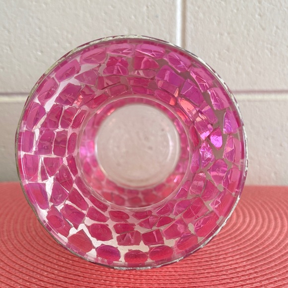 🩷Mosaic🩷Glass Pink Vase - Picture 7 of 11
